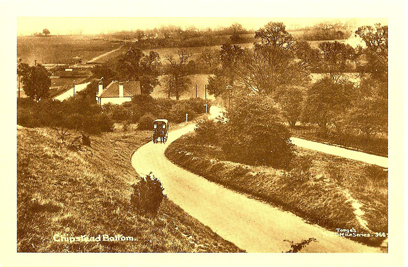 Looking east across the Chipstead valley from Park Road, circa 1907. Note the lack of trees