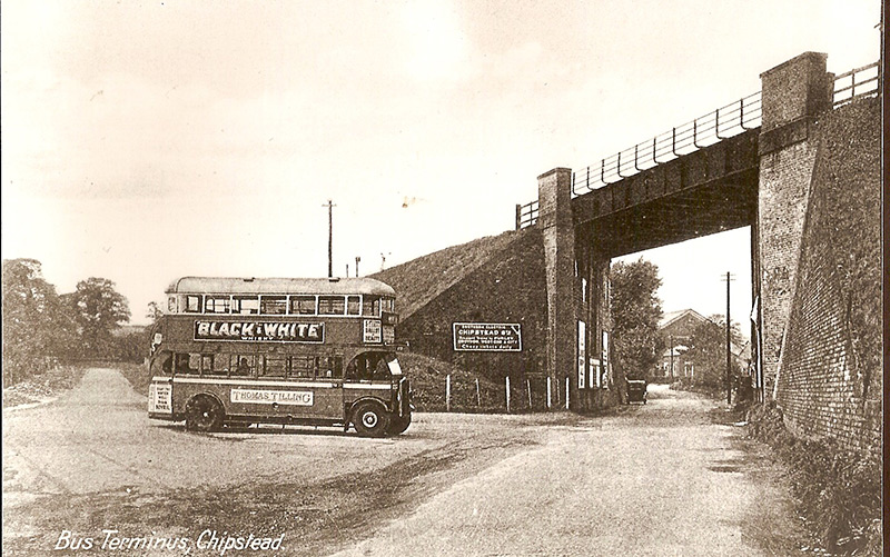 The bottom of How Lane, circa 1930. Note the open staircase on the bus